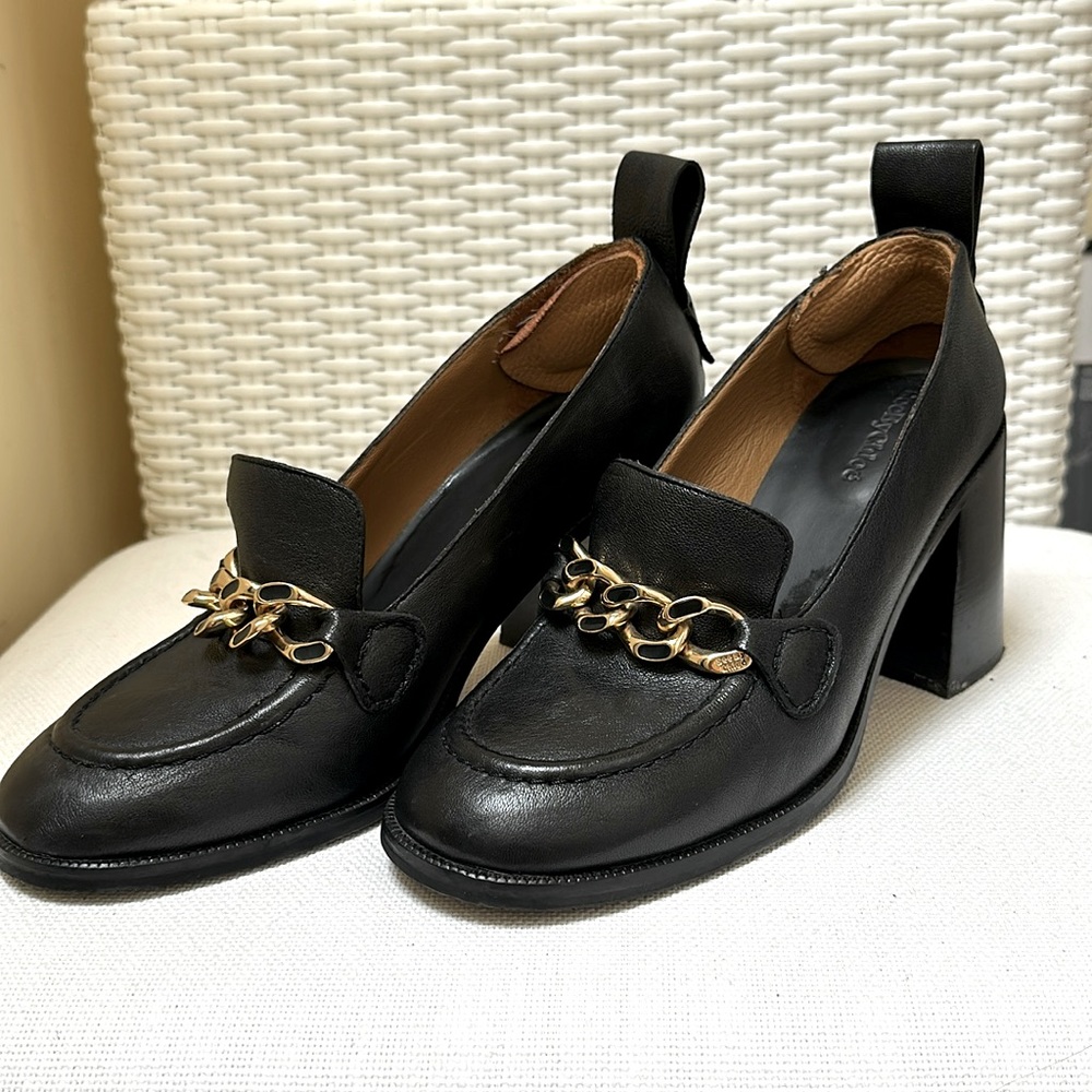 See by Chloe Mahe block heeled loafers sz 39